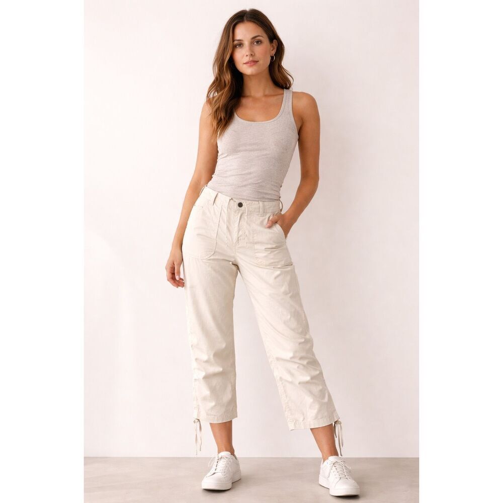 Abercrombie 25 Issue Cargo Pants Cream Cropped Womens Size 6